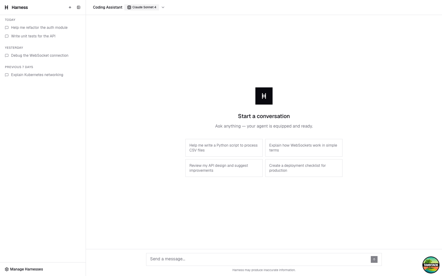 Harness chat interface